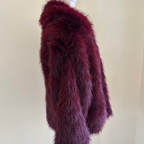 Cotton:On Women's Mimi Faux Fur Jacket Burgundy SZS/M Oversized - Picture 4 of 11